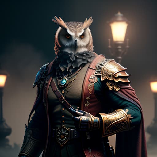  a man in a brown float with a folder on his right hand and a owl in his left hand, (extremely detailed oil painting:1.2), glow effects, godrays, hand drawn, render, 8k, octane render, cinema 4d, blender, dark, atmospheric 4k ultra detailed, cinematic sensual, sharp focus, humorous illustration, big depth of field, masterpiece, colors, 3d octane render, 4k, concept art, trending on artstation, hyperrealistic, vivid colors, extremely detailed cg unity 8k wallpaper, trending on artstation, trending on cgsociety, intricate, high detail, dramatic hyperrealistic, full body, detailed clothing, highly detailed, cinematic lighting, stunningly beautiful, intricate, sharp focus, f/1. 8, 85mm, (centered image composition), (professionally color graded), ((bright soft diffused light)), volumetric fog, trending on instagram, trending on tumblr, HDR 4K, 8K