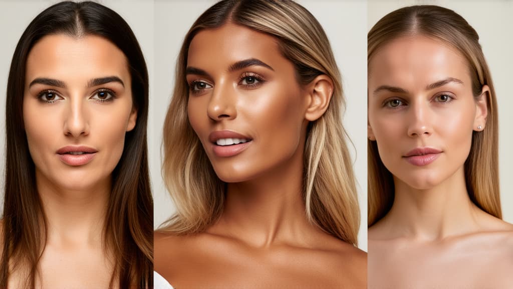  different beauty. set of different female heads on light background. different races and nationalities. ar 16:9, (natural skin texture), highly detailed face, depth of field, hyperrealism, soft light, muted colors