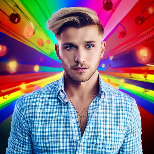 portrait+ style Russian LGBT queer pop singer blonde hunk dude face