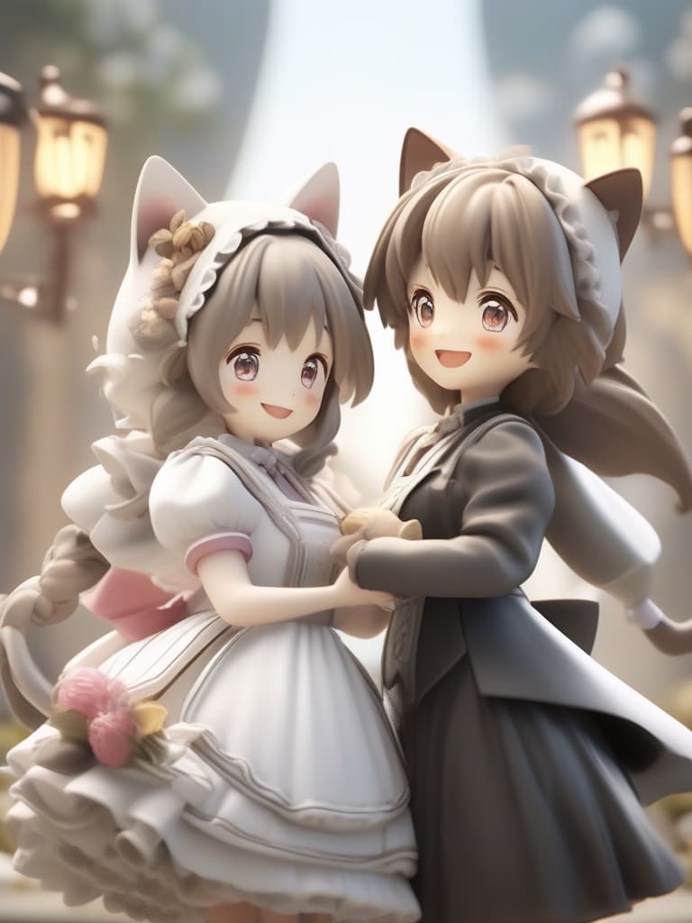  women in maid clothes: 1.5, cat ears wearing: 1.4, a cute girl with a smile welcomes her husband with a smile, masterpiece, best quality,8k,ultra detailed,high resolution,an extremely delicate and beautiful,hyper detail