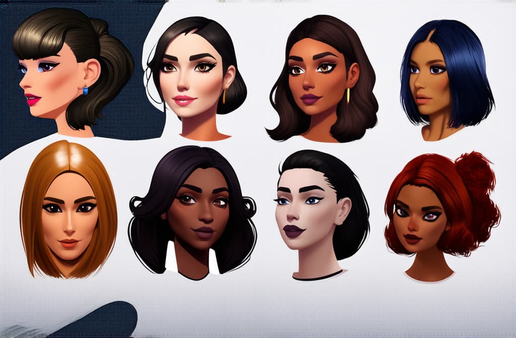  different beauty. set of different female heads. different races and nationalities. style futuristic ar 3:2 {prompt}, maximum details