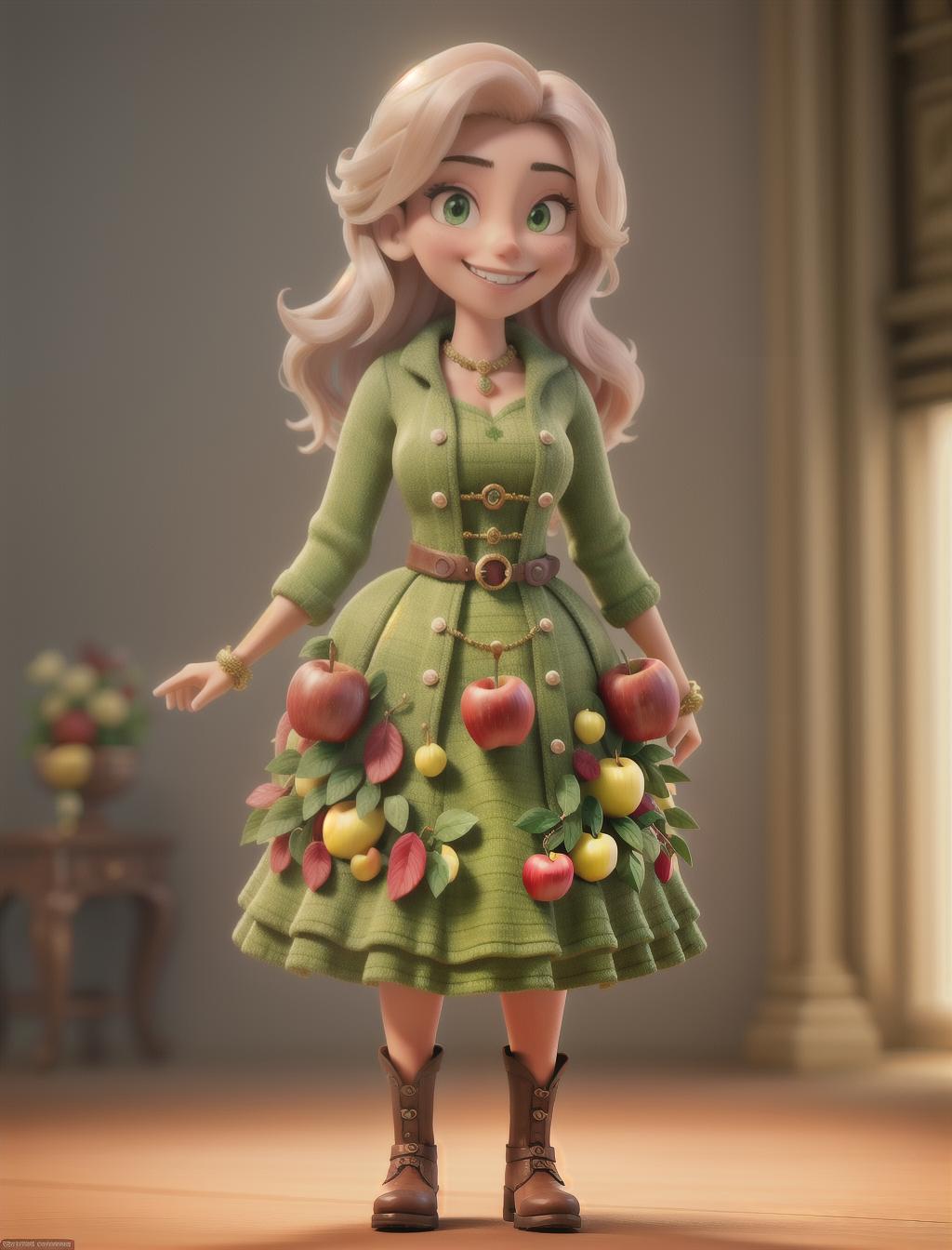  give an apple a very happy grin hyperrealistic, full body, detailed clothing, highly detailed, cinematic lighting, stunningly beautiful, intricate, sharp focus, f/1. 8, 85mm, (centered image composition), (professionally color graded), ((bright soft diffused light)), volumetric fog, trending on instagram, trending on tumblr, HDR 4K, 8K