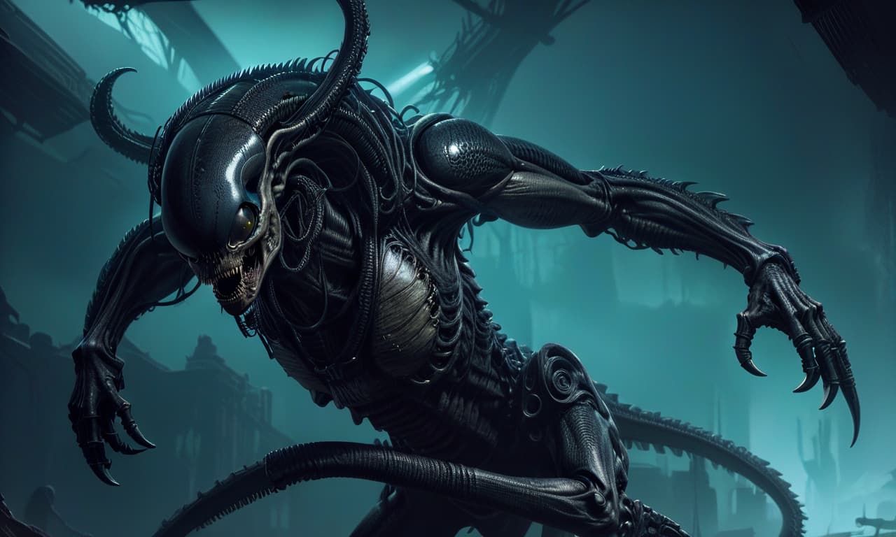  macabre style monster realism xenomorph . dark, gothic, grim, haunting, highly detailed, civitai