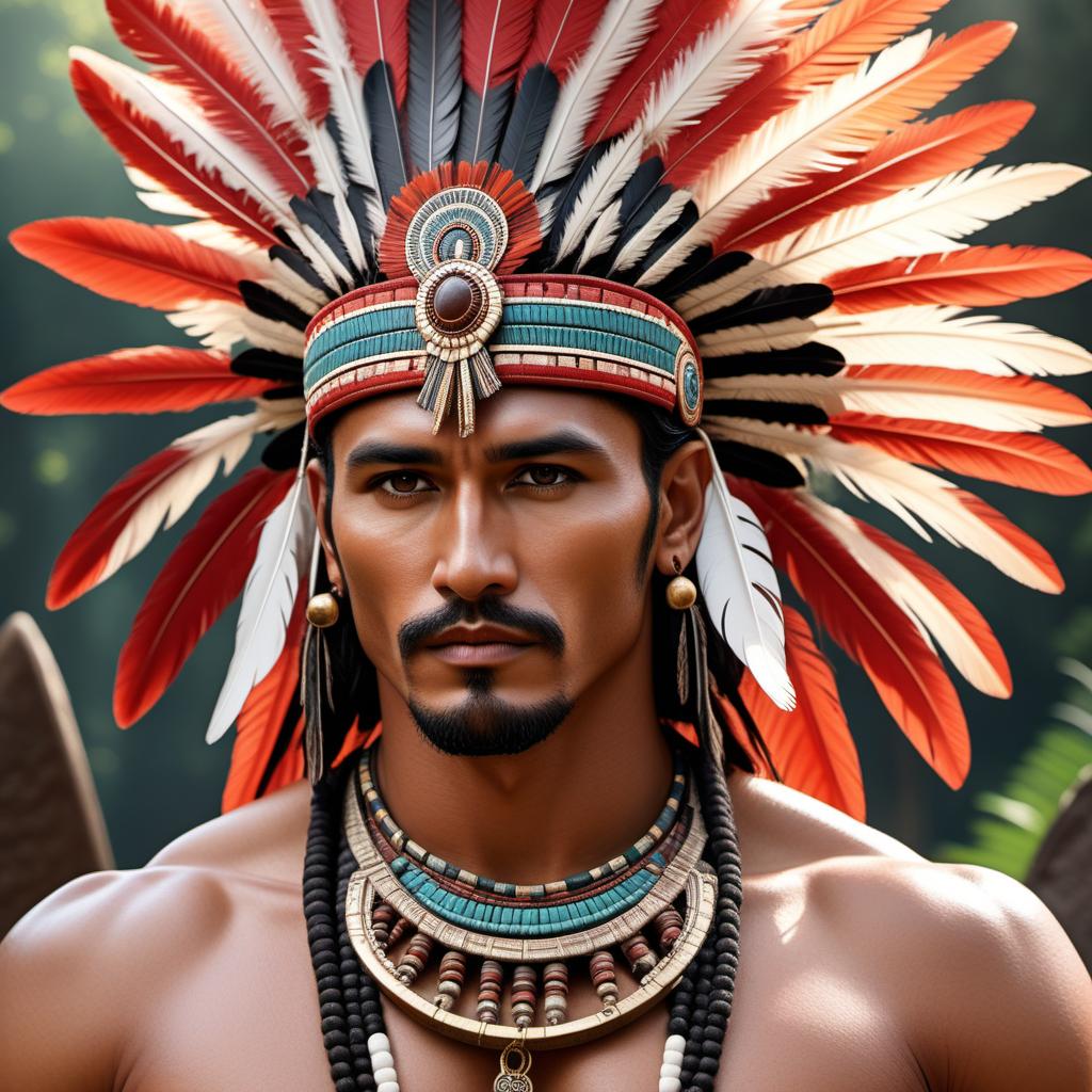  Visualize Sonny Olomua in Aztec civilization. He is depicted as an Aztec warrior or priest, adorned in traditional Aztec attire, with elaborate feathered headdresses and intricate jewelry. The background features grand Aztec temples, marketplaces, and lush Mesoamerican jungles. Sonny is engaged in cultural activities like ritual ceremonies or daily life within the vibrant Aztec setting. hyperrealistic, full body, detailed clothing, highly detailed, cinematic lighting, stunningly beautiful, intricate, sharp focus, f/1. 8, 85mm, (centered image composition), (professionally color graded), ((bright soft diffused light)), volumetric fog, trending on instagram, trending on tumblr, HDR 4K, 8K