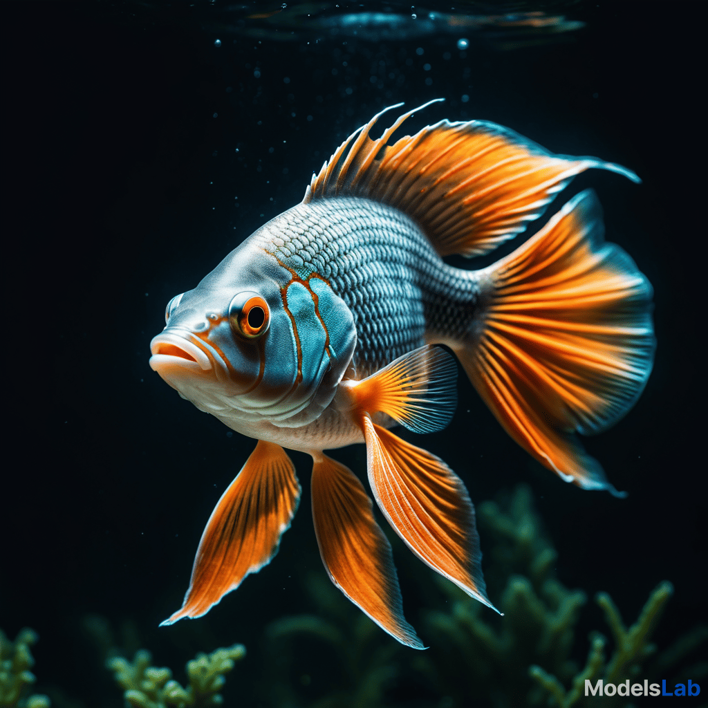  fish hyperrealistic, full body, detailed clothing, highly detailed, cinematic lighting, stunningly beautiful, intricate, sharp focus, f/1. 8, 85mm, (centered image composition), (professionally color graded), ((bright soft diffused light)), volumetric fog, trending on instagram, trending on tumblr, HDR 4K, 8K