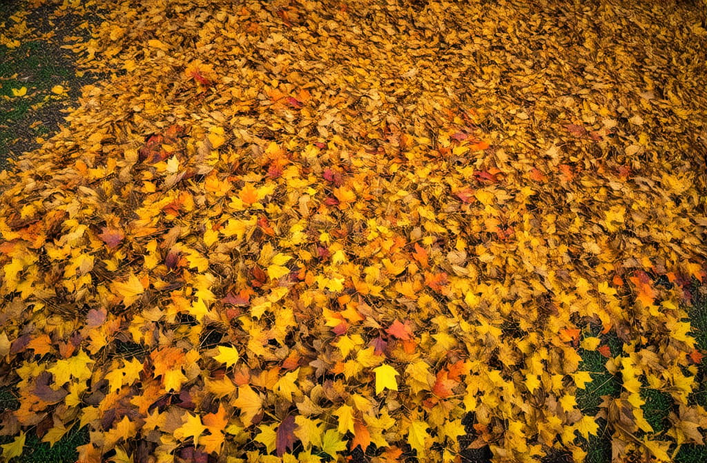  professional detailed photography, a pile of colorful autumn leaves in a park. vector flat minimalistic isolated illustration. ar 3:2, (muted colors, dim colors, soothing tones), (vsco:0.3)