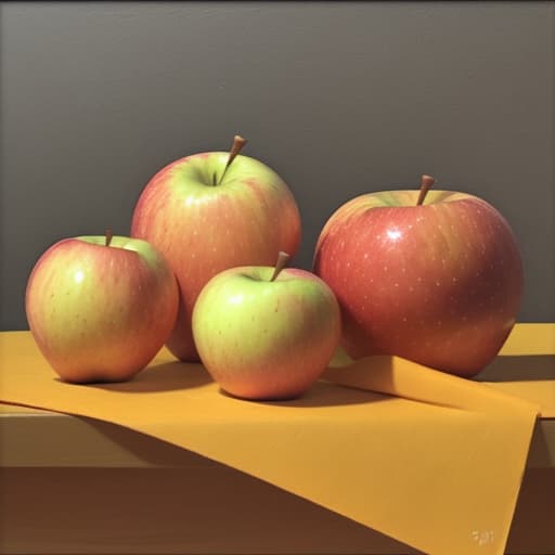  Composition on the table, orange, apple, (apple:19,5, orange:43,6)