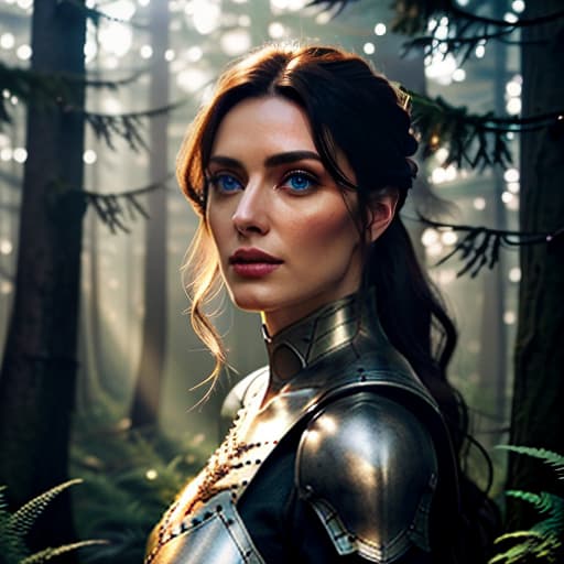  a beautiful with a beautiful figure and a , with a nice face, with blue eyes and a prone look, is worth full height, , in the woods with a medieval castle hyperrealistic, full body, detailed clothing, highly detailed, cinematic lighting, stunningly beautiful, intricate, sharp focus, f/1. 8, 85mm, (centered image composition), (professionally color graded), ((bright soft diffused light)), volumetric fog, trending on instagram, trending on tumblr, HDR 4K, 8K