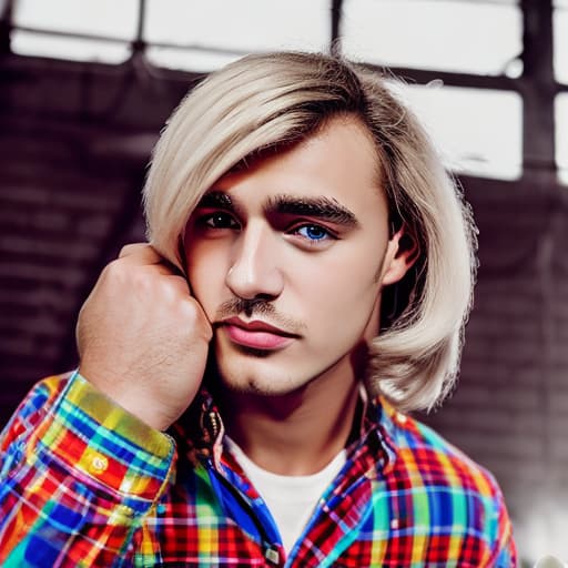 portrait+ style Russian LGBT queer dating show superstar blonde hunk dude face