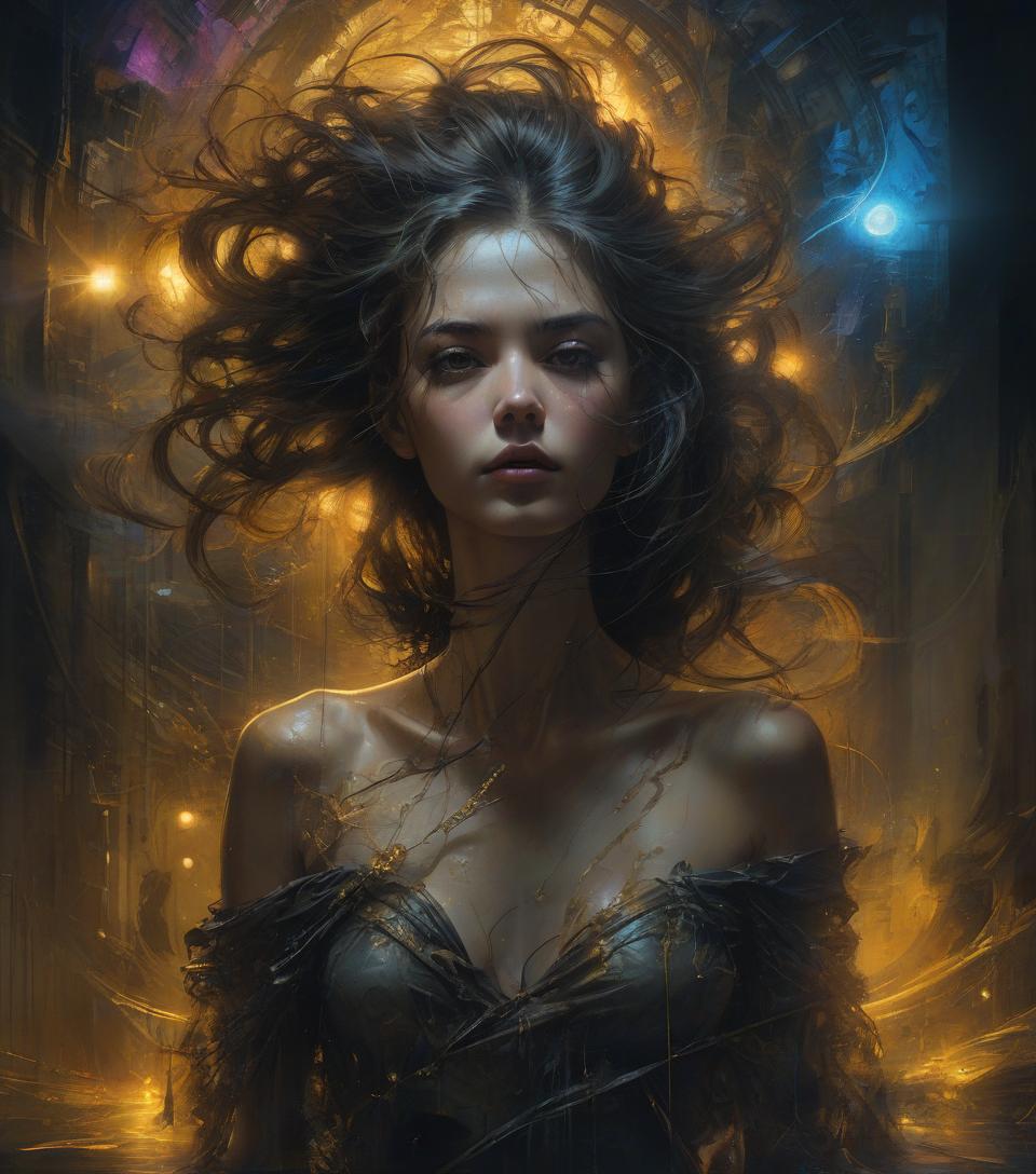  artwork, hyper realistic surreal and fantastic composition perfect and dynamic digital painting, portrait of anna sawai, messy hair, black light atmosphere, style jose royo, boris vallejo, carne griffiths, wadim kashin, harrison fisher, brian froud and jeremy mann, epic setting, black light show, varying styles of steadman, hanuka, klimt, bell, hobbie, newton, greg rutkowski, atmospheric, artstation trend, artgerm, deviant art, octane, masterpiece, complex art, details intricate, matte painting movie poster, golden ratio, trending on cgsociety, incredibly detailed and incredibly beautiful