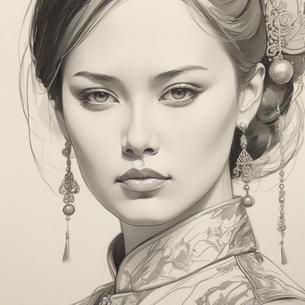  minimalist style (the sketch is not completed). ((sketch with a thin pencil line: 1.3)) (high detail: 1.4). portrait of a russian count and a beautiful chinese woman in close up at a ball. intricate details in clothes, modern style. pencil strokes, ((incomplete effect: 1,3)). minimalism. the harmony of simplicity. the sketch is not finished ((pencil strokes gradually disappear: 1.5)). in the style of watercolor portraits by pyotr sokolov. . simple, clean, uncluttered, modern, elegant