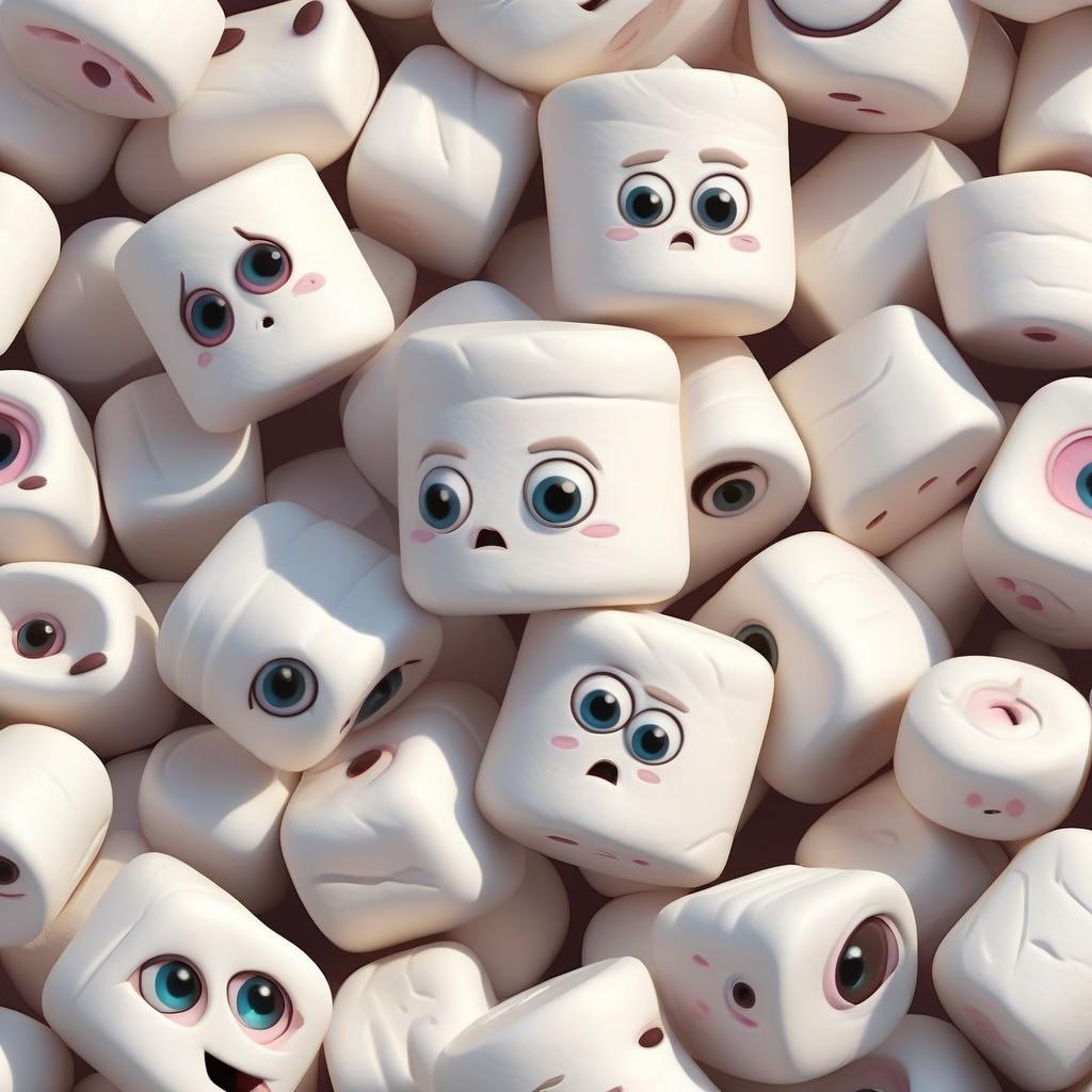  cartoon marshmallow with eyes and hands picture