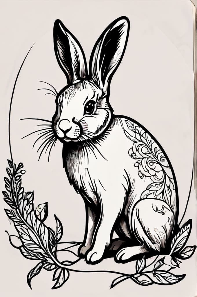  mini lop , (tattoo sketch:1.25), drawing