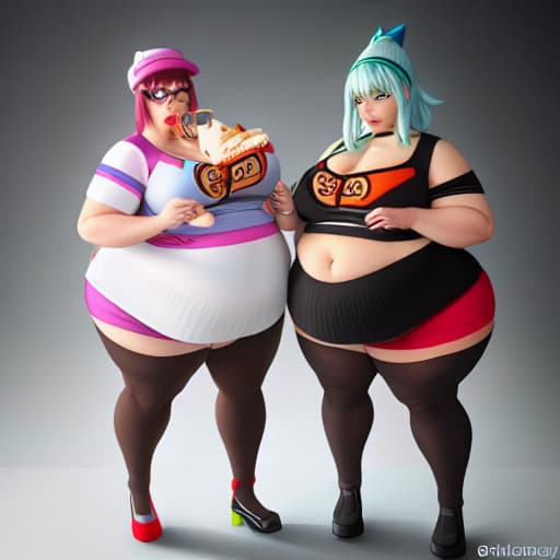  Pokémon Girls Two eat food fat big hyperrealistic, full body, detailed clothing, highly detailed, cinematic lighting, stunningly beautiful, intricate, sharp focus, f/1. 8, 85mm, (centered image composition), (professionally color graded), ((bright soft diffused light)), volumetric fog, trending on instagram, trending on tumblr, HDR 4K, 8K
