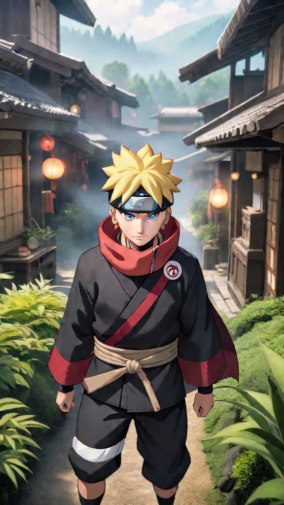  anime art boruto naruto face to face young naruto hidden leaf village fewer hokage faces jiraiya toad on shoulder hyperrealistic, full body, detailed clothing, highly detailed, cinematic lighting, stunningly beautiful, intricate, sharp focus, f/1. 8, 85mm, (centered image composition), (professionally color graded), ((bright soft diffused light)), volumetric fog, trending on instagram, trending on tumblr, HDR 4K, 8K