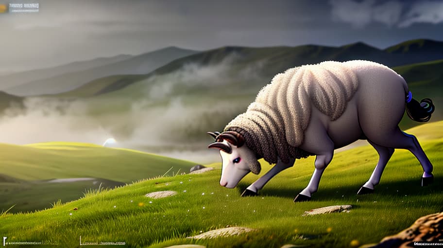  The sheep is playing video games. hyperrealistic, full body, detailed clothing, highly detailed, cinematic lighting, stunningly beautiful, intricate, sharp focus, f/1. 8, 85mm, (centered image composition), (professionally color graded), ((bright soft diffused light)), volumetric fog, trending on instagram, trending on tumblr, HDR 4K, 8K