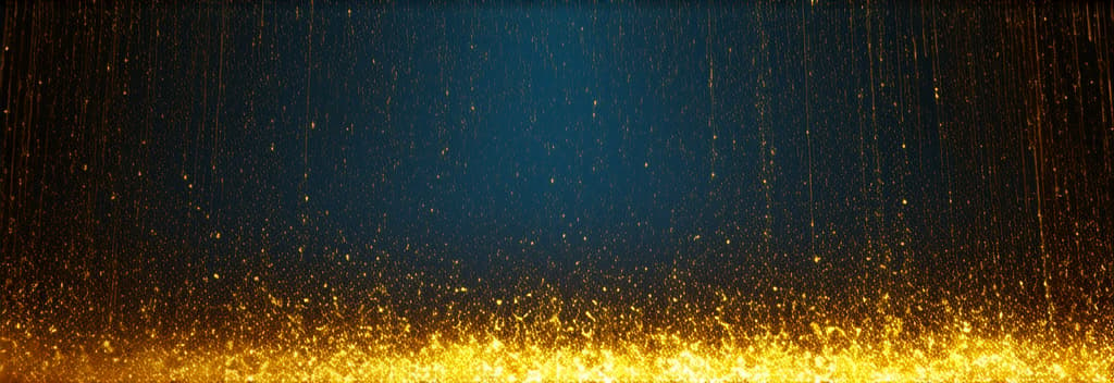  epic realistic, hyperdetailed, (cycles render:1.3), caustics, (glossy:0.58), (artstation:0.82),beautiful festive background with golden magic rain over dark blue background ar 3:1