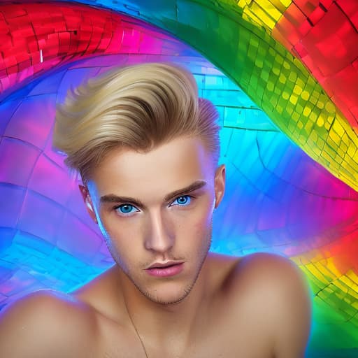 portrait+ style Russian LGBT queer YouTube personality blonde hunk dude face