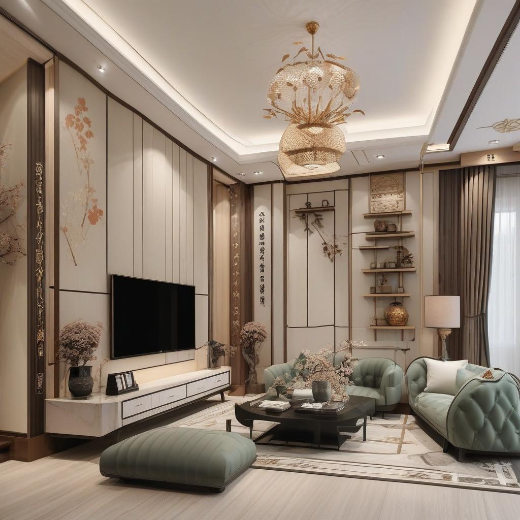  masterpiece, best quality,Japanese style living room with detailed interior decoration drawings,