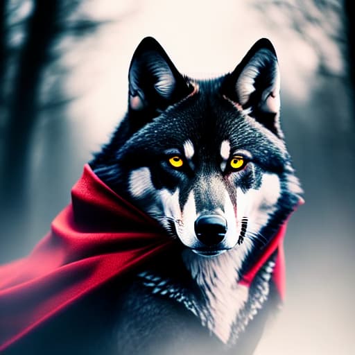  a shadow like wolf with red eyes and he wear a dark red cape hood hyperrealistic, full body, detailed clothing, highly detailed, cinematic lighting, stunningly beautiful, intricate, sharp focus, f/1. 8, 85mm, (centered image composition), (professionally color graded), ((bright soft diffused light)), volumetric fog, trending on instagram, trending on tumblr, HDR 4K, 8K