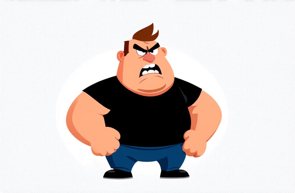  angry man isolated on white background, close up, funny cartoon illustration ar 3:2 {prompt}, maximum details