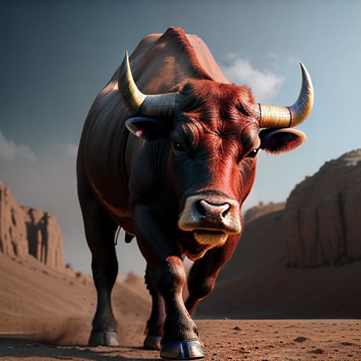  draw a bull a red, perfect background, shot 35 mm, realism, octane render, 8k, trending on artstation, 35 mm camera, unreal engine, hyper detailed, photo realistic maximum detail, volumetric light, realistic matte painting, hyper photorealistic, trending on artstation, ultra detailed, realistic