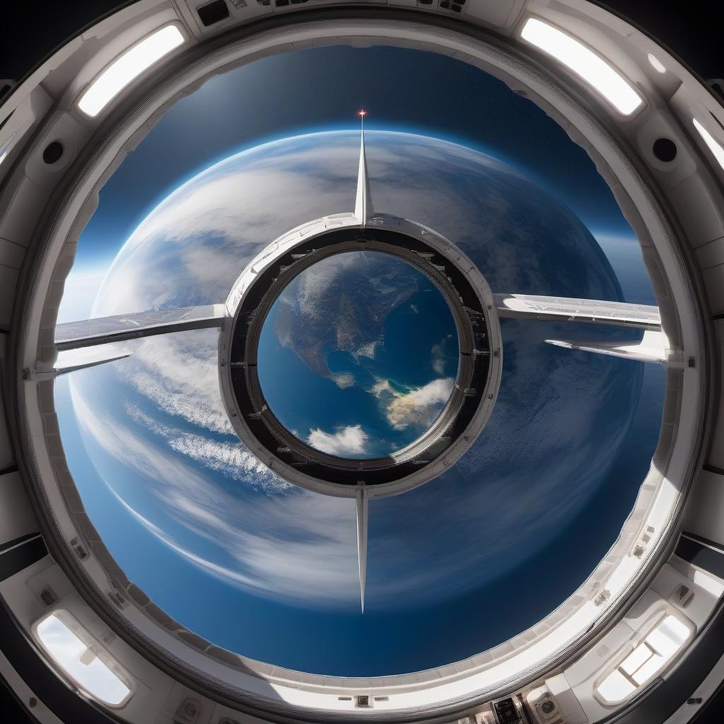  A spacecraft in Earth orbit, three compartments, a large viewing window, a commander's bridge