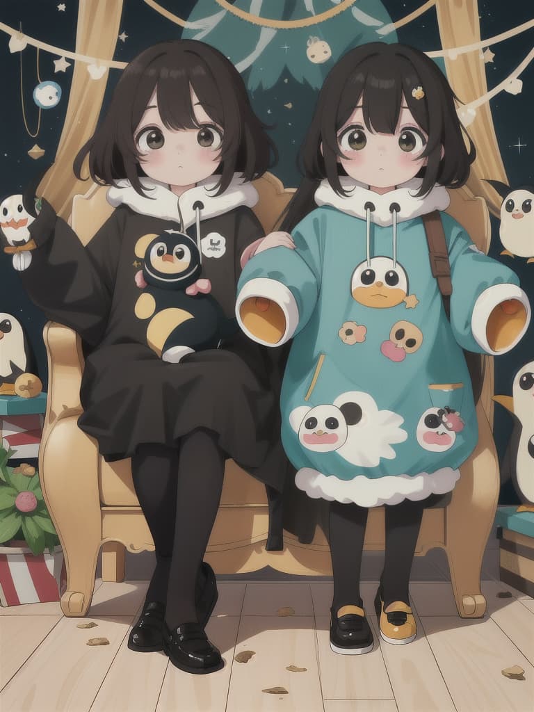  Penguin, Yuru Chara, Mascot, Beautiful Beauty couple, 💩: 1.2, 💩, 💩, 💩, 💩, 💩,, masterpiece, best quality,8k,ultra detailed,high resolution,an extremely delicate and beautiful,hyper detail