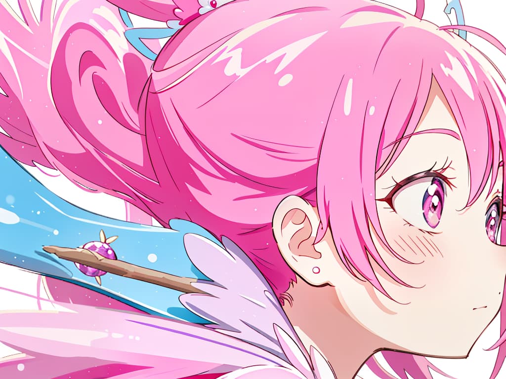  precure, pink, profile, stick, masterpiece, best quality,8k,ultra detailed,high resolution,an extremely delicate and beautiful,hyper detail