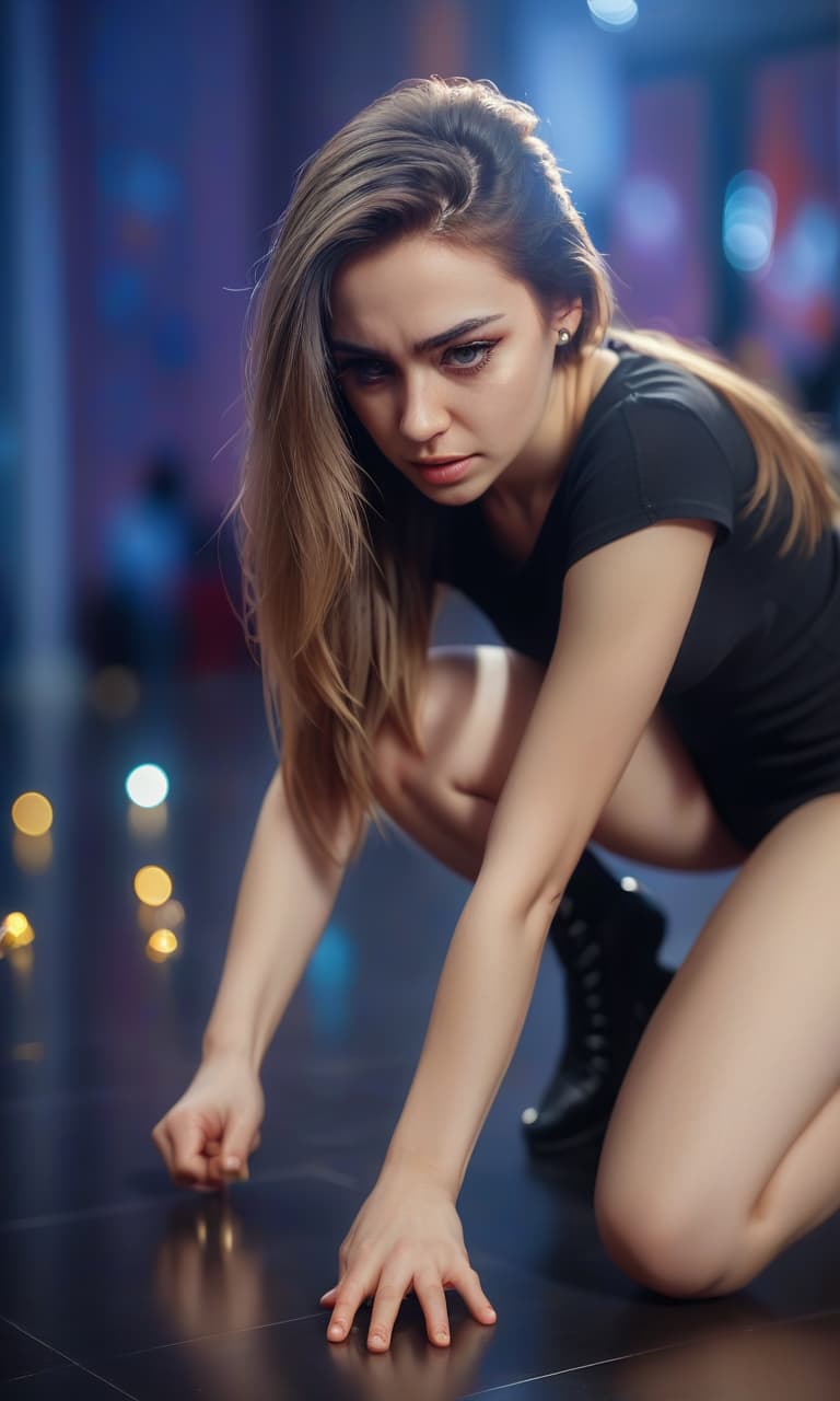  cinematic photo девушка, kneeling. . 35mm photograph, film, bokeh, professional, 4k, highly detailed, perfecteyes