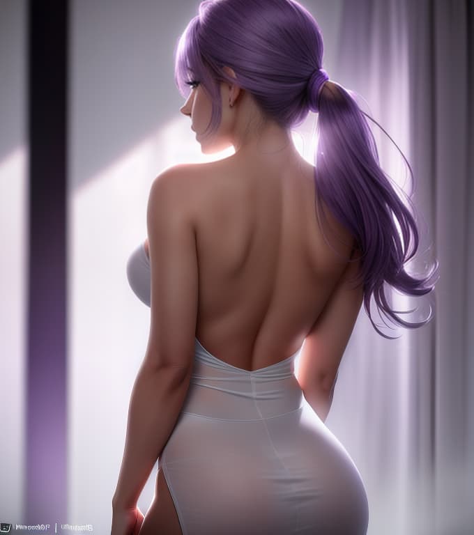  masterpiece 8k, best quality, realistic,professional lighting,physically-based rendering, (solo:1.4), (1 cute ual , from back, from :1.6), (1:1.6), ( , up wait, on :1.6), (shiny lilac micro string , skindantation:1.4), detailed beautiful hair, pony tail, pole dance stage hyperrealistic, full body, detailed clothing, highly detailed, cinematic lighting, stunningly beautiful, intricate, sharp focus, f/1. 8, 85mm, (centered image composition), (professionally color graded), ((bright soft diffused light)), volumetric fog, trending on instagram, trending on tumblr, HDR 4K, 8K