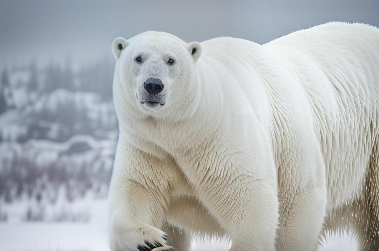  run polar bear hyperrealistic, full body, detailed clothing, highly detailed, cinematic lighting, stunningly beautiful, intricate, sharp focus, f/1. 8, 85mm, (centered image composition), (professionally color graded), ((bright soft diffused light)), volumetric fog, trending on instagram, trending on tumblr, HDR 4K, 8K