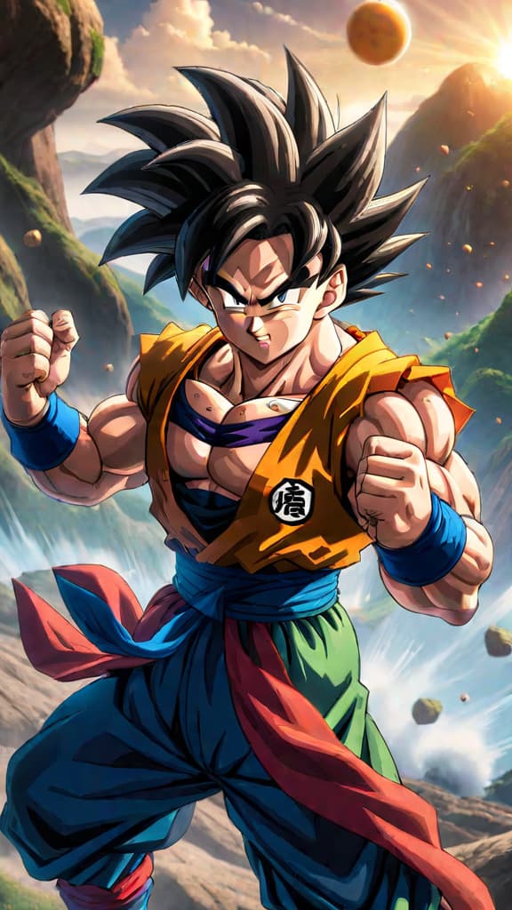  anime art: dragon ball super: broly exciting movie streaming on funimation & crunchyroll. hyperrealistic, full body, detailed clothing, highly detailed, cinematic lighting, stunningly beautiful, intricate, sharp focus, f/1. 8, 85mm, (centered image composition), (professionally color graded), ((bright soft diffused light)), volumetric fog, trending on instagram, trending on tumblr, HDR 4K, 8K