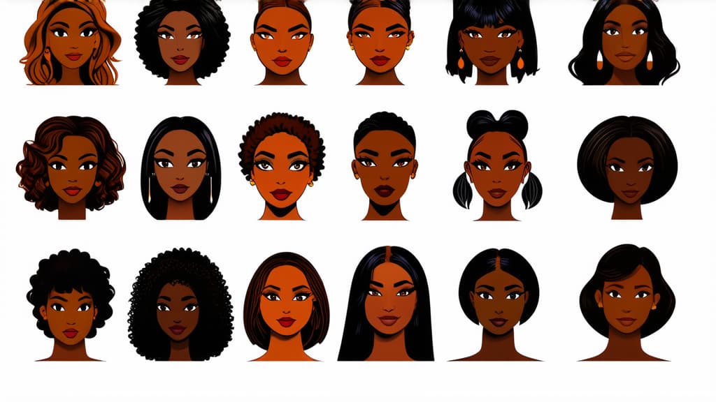  different beauty. set of different female heads. different races and nationalities. colored hand drawn illustration ar 16:9 {prompt}, maximum details