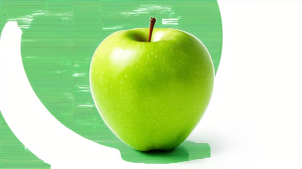  advertising style, stock photo, corporate branding style green apple on a white background ar 16:9 . professional, clean, modern, product focused, commercial, eye catching, minimalist, business oriented, highly detailed