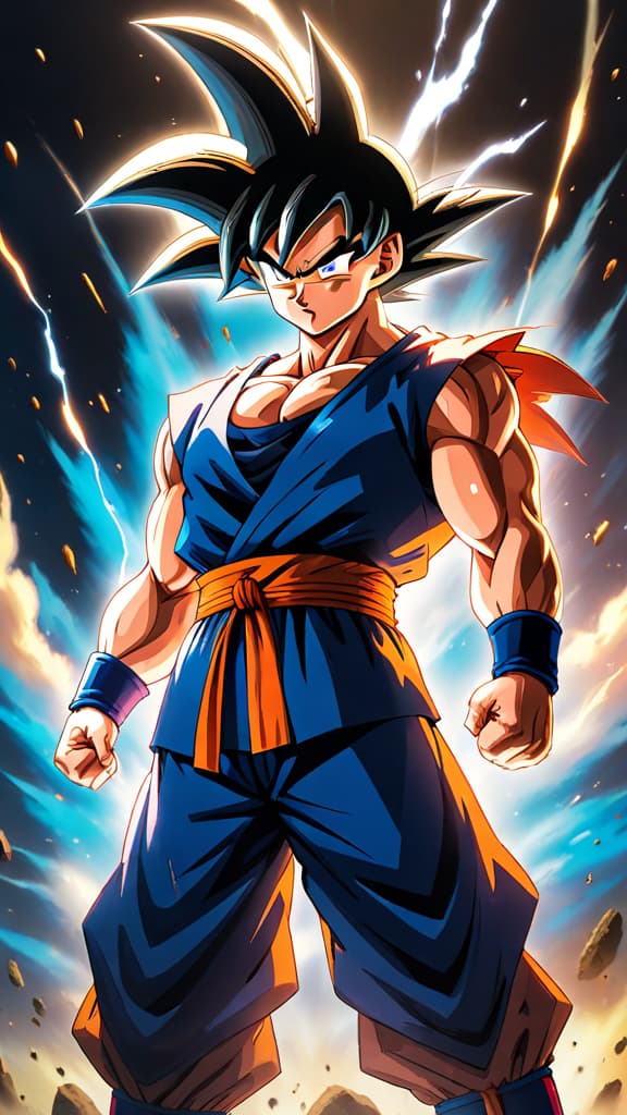  goku from dragon ball z struggling on exploding namek without instant transmission, anime art hyperrealistic, full body, detailed clothing, highly detailed, cinematic lighting, stunningly beautiful, intricate, sharp focus, f/1. 8, 85mm, (centered image composition), (professionally color graded), ((bright soft diffused light)), volumetric fog, trending on instagram, trending on tumblr, HDR 4K, 8K