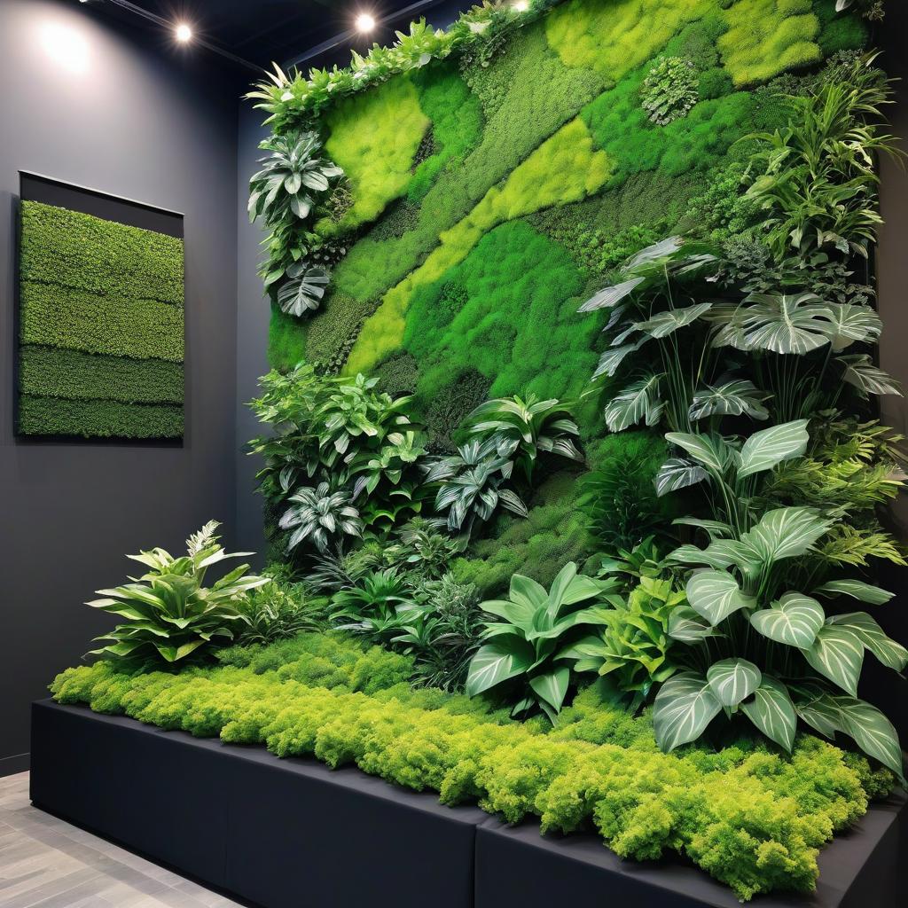  12,000 cm long, 4,100 cm tall, green walls and some crop plant elements, award winning, professional, highly detailed, masterpiece