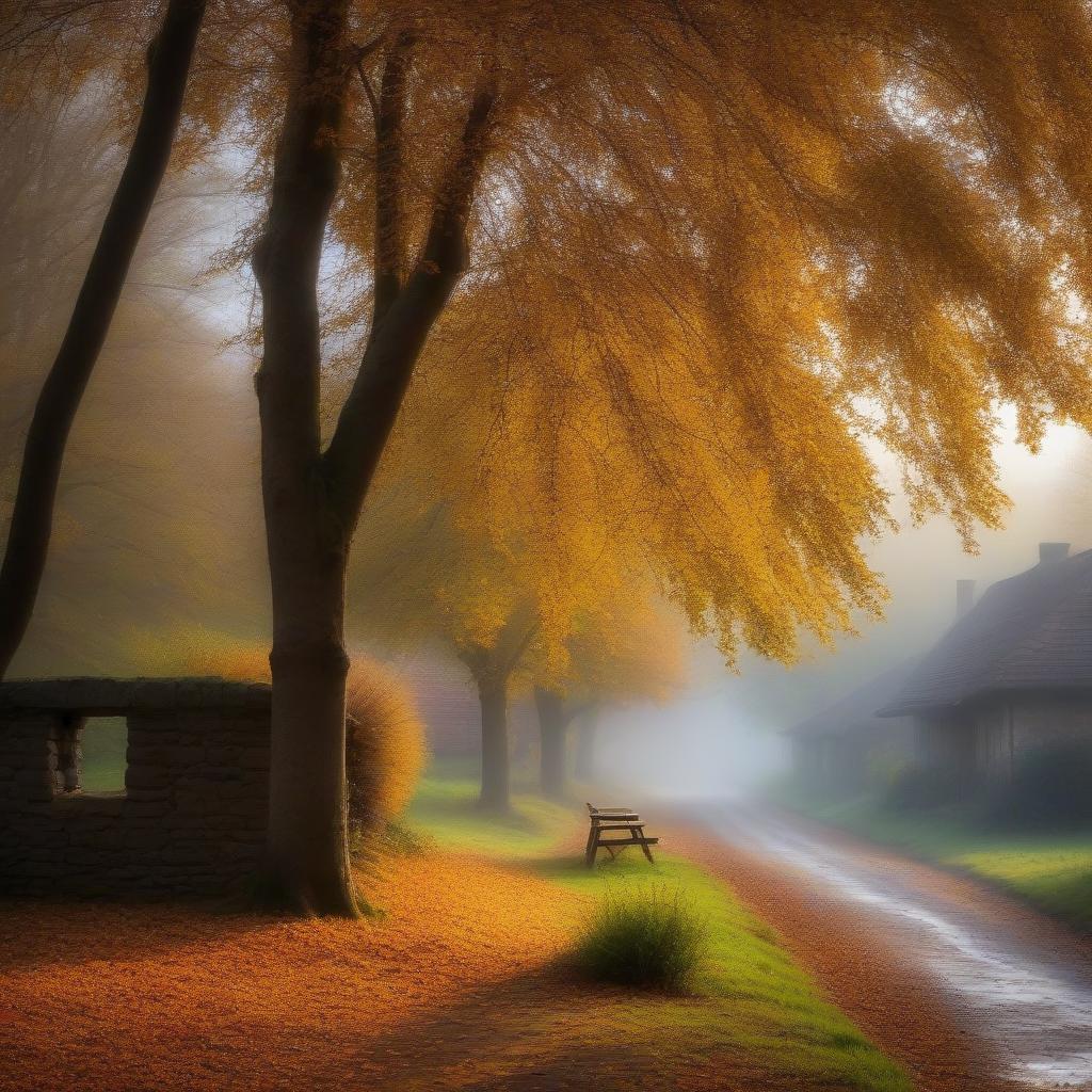  Autumn in the village. Don't worry our nerves, What's out there in the world, what happened... misty mist in the village The leaves flew from the apple trees, The smell of summer was forgotten. Happy birthday to the Most Pure, Autumn, rural life...