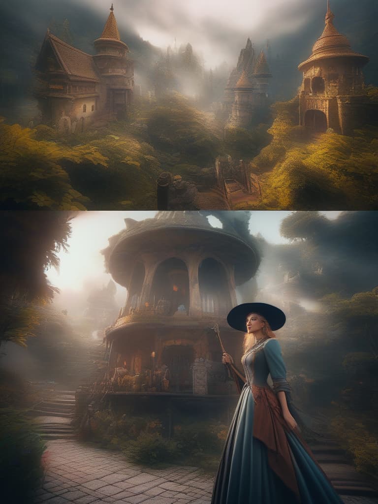  a smiley girl, riding a broom with a witch, flying in the sky with a sad expression, masterpiece, best quality,8k,ultra detailed,high resolution,an extremely delicate and beautiful,hyper detail hyperrealistic, full body, detailed clothing, highly detailed, cinematic lighting, stunningly beautiful, intricate, sharp focus, f/1. 8, 85mm, (centered image composition), (professionally color graded), ((bright soft diffused light)), volumetric fog, trending on instagram, trending on tumblr, HDR 4K, 8K