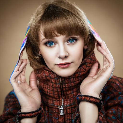 portrait+ style Russian lesbian queer comedy actress blonde female face