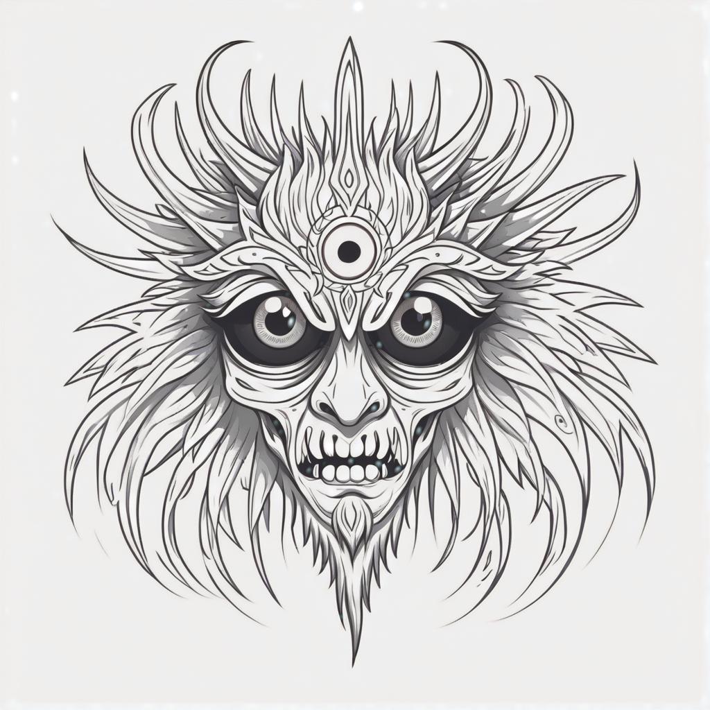  line art drawing one eye monster slavic mythology, same nightmare. anime style . professional, sleek, modern, minimalist, graphic, line art, vector graphics