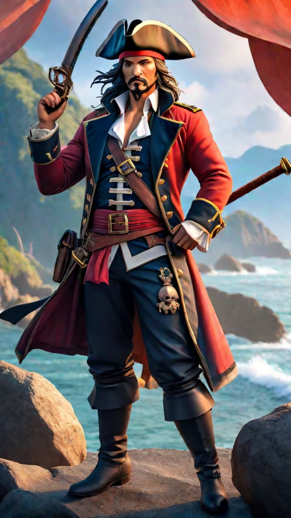  create an anime art of the rocks pirates led by captain rocks d. xebec, a legendary crew that shaped the pirate world. hyperrealistic, full body, detailed clothing, highly detailed, cinematic lighting, stunningly beautiful, intricate, sharp focus, f/1. 8, 85mm, (centered image composition), (professionally color graded), ((bright soft diffused light)), volumetric fog, trending on instagram, trending on tumblr, HDR 4K, 8K