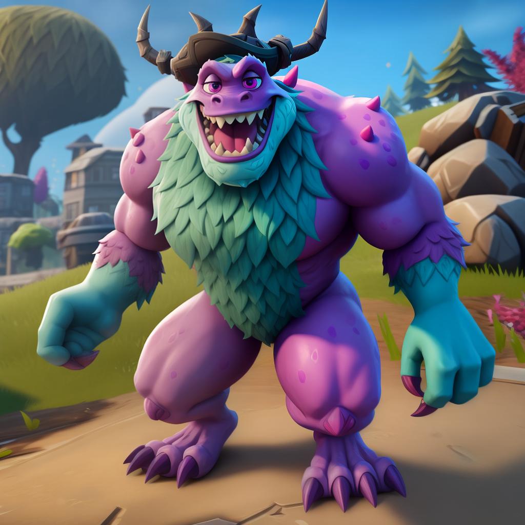  Evil scary Sully (monsters inc, Fortnite), full body,, open eyes, masterpiece, 4k, fine details,