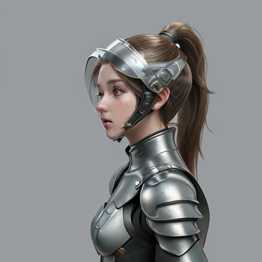  girl, human nature, wearing biological armor, shell, fully enclosed helmet, (solo: 1.5), dynamic, top quality, masterpiece, c4d, ponytail.