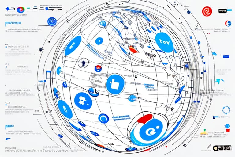  A Globe with Tech Icons: Showing the global reach of tech platforms. You could draw a globe with various tech symbols (such as cloud icons, social media logos, and search engines) orbiting around it, symbolizing their pervasive influence.