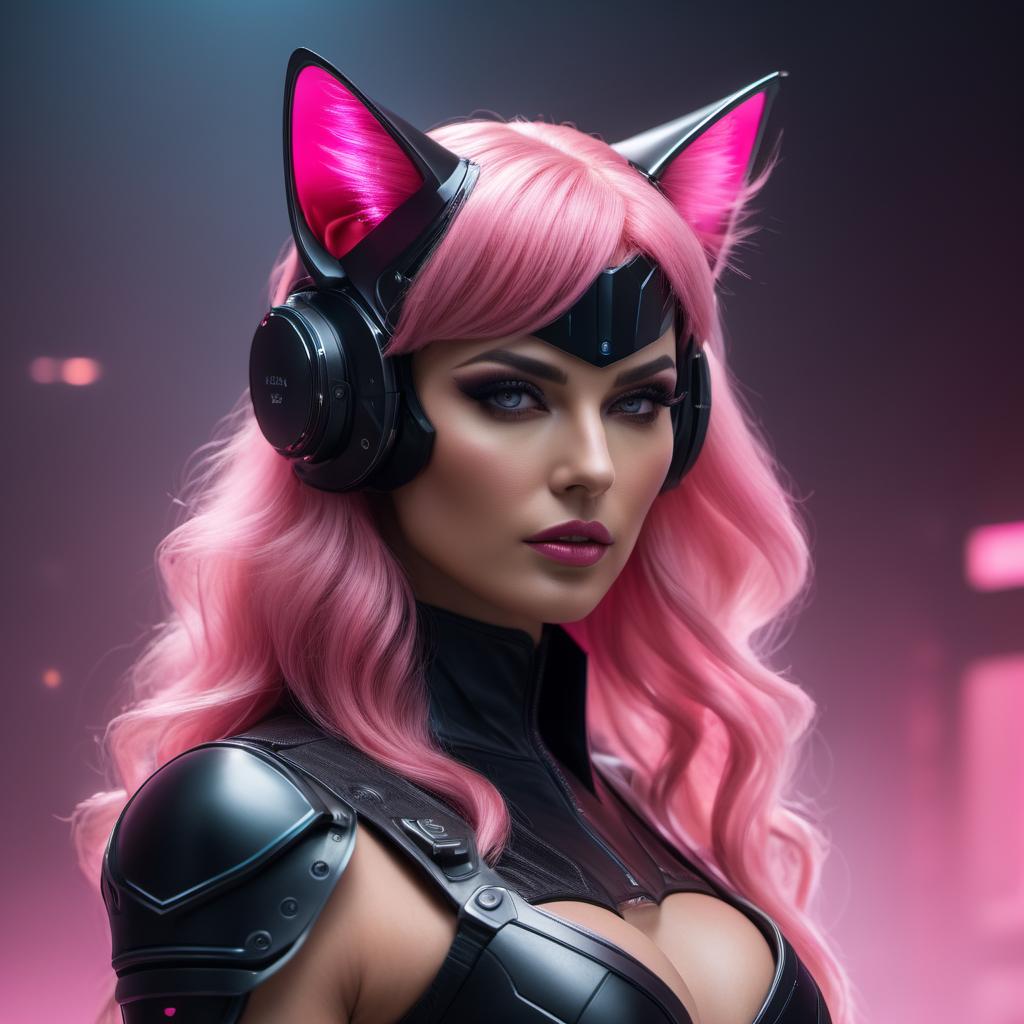   hdr photo of cyberpunk woman with pink scales in black armor and cat ears. . high dynamic range, vivid, rich details, clear shadows and highlights, realistic, intense, enhanced contrast, highly detailed, oil painting hyperrealistic, full body, detailed clothing, highly detailed, cinematic lighting, stunningly beautiful, intricate, sharp focus, f/1. 8, 85mm, (centered image composition), (professionally color graded), ((bright soft diffused light)), volumetric fog, trending on instagram, trending on tumblr, hdr 4k, 8k hyperrealistic, full body, detailed clothing, highly detailed, cinematic lighting, stunningly beautiful, intricate, sharp focus, f/1. 8, 85mm, (centered image composition), (professionally color graded), ((bright soft diffused light)), volumetric fog, trending on instagram, trending on tumblr, HDR 4K, 8K