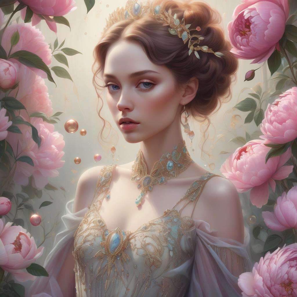  daniel merriam art, jennifer healey art, tatyana doronina art, fantasy art, beautiful renaissance painting of woman, perfect face, painting of full body rennaissance gown, sparkles, beautiful goddess, haute couture, princess dress, beautiful symmetrical face, pre raphaelite, soft shadows, stunning, dreamy, elegant, ornate, style of tom bagshaw, roberto ferri and marco mazzoni, hyper realistic, matte painting , enhanced, photo render, 8k, art by artgerm, wlop, loish, ilya kuvshinov, 8 k hyperrealistic, crackles, hyperdetailed, beautiful lighting, detailed background, depth of field, symmetrical face, frostbite 3 engine, cryengine, bubbles, dragonflies, garden of roses and peonies background, ultra detailed, soft lighting