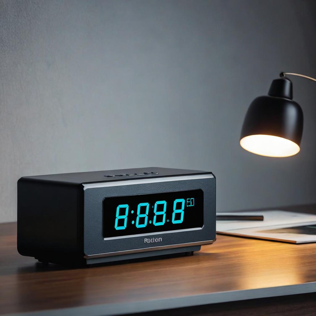  on the table in a dark room there is an electronic clock on which the time froze at 01:00, award winning, professional, highly detailed, masterpiece