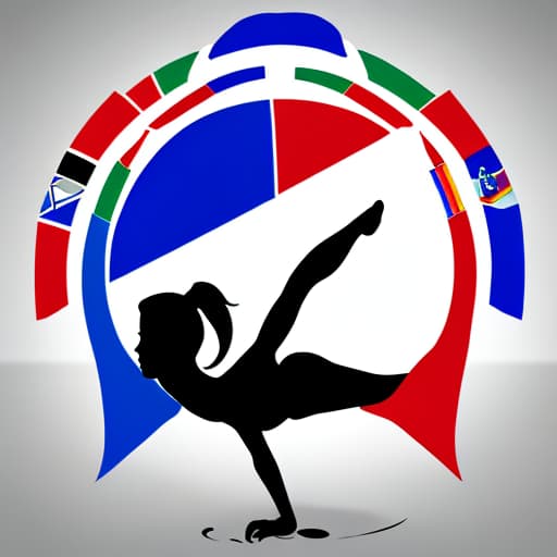  Creat a logo with a gymnast silhouette and the Namibian flag in heart form