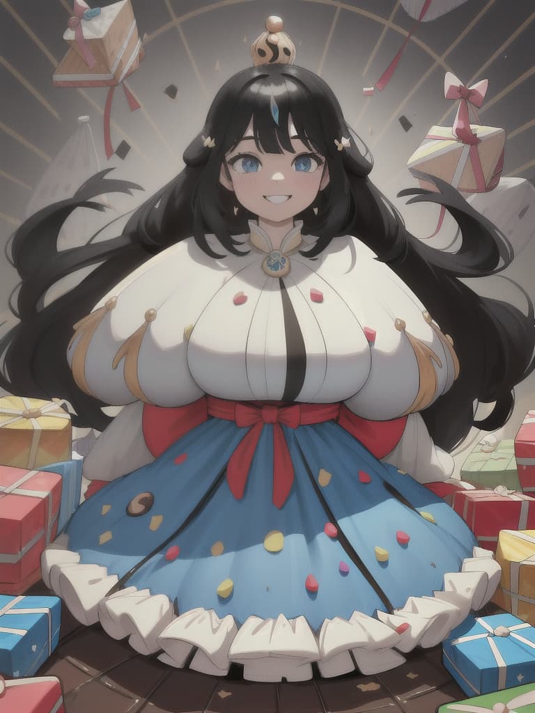  Long black hair, blue eyes, Text of Happy Birthday, birthday, (Holding 🎂, 🎁, 🎊, 🎈, 🎉), Happy Smile, Exposed Mega Huge Gigantic Puffy Erect Areola, 💩, 💩, 💩, 💩, 💩, 💩, 💩, masterpiece, best quality,8k,ultra detailed,high resolution,an extremely delicate and beautiful,hyper detail
